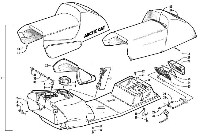 GAS TANK, SEAT, AND TAILLIGHT ASSEMBLY