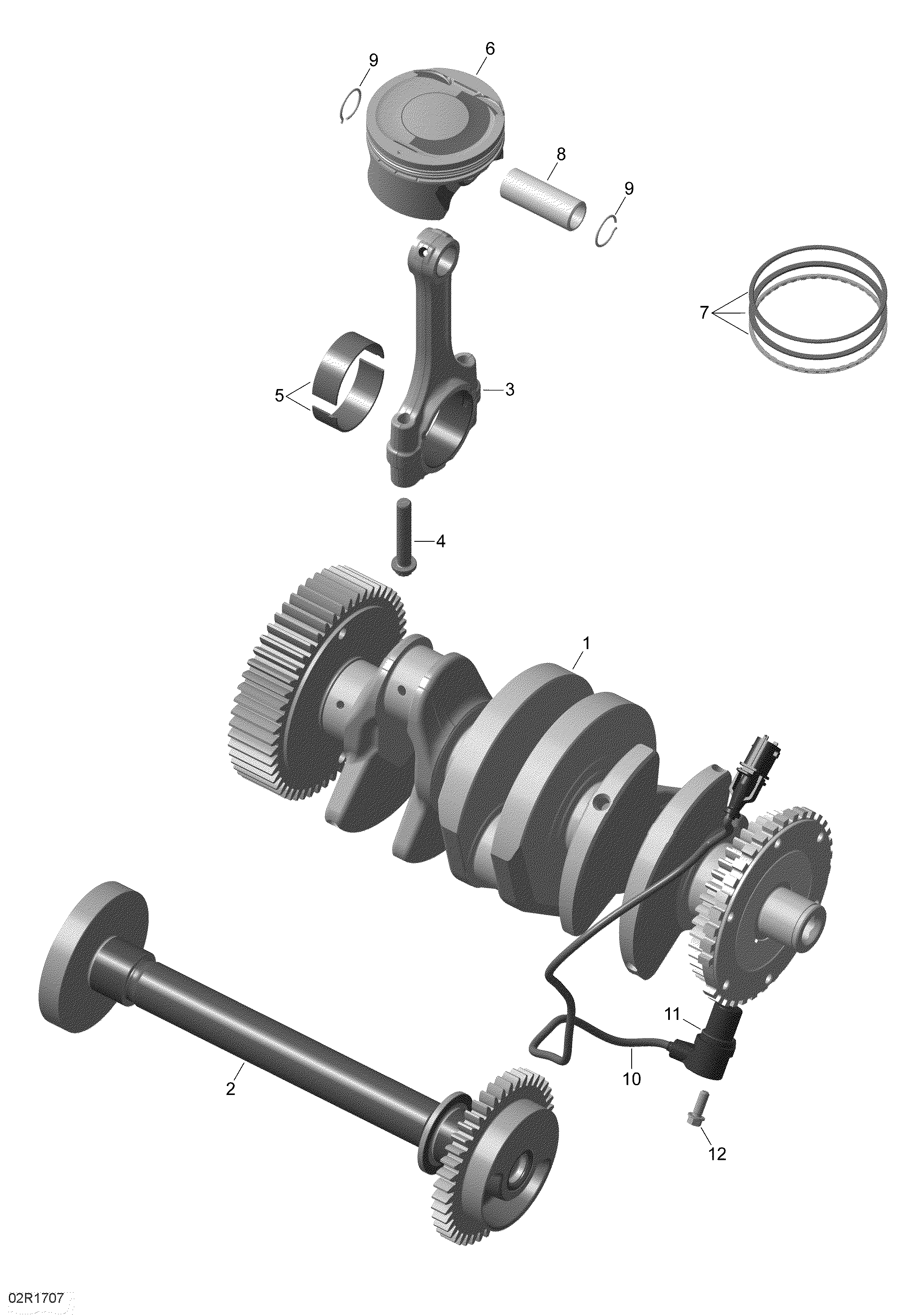 Crankshaft, Pistons and Balance Shaft - All Models