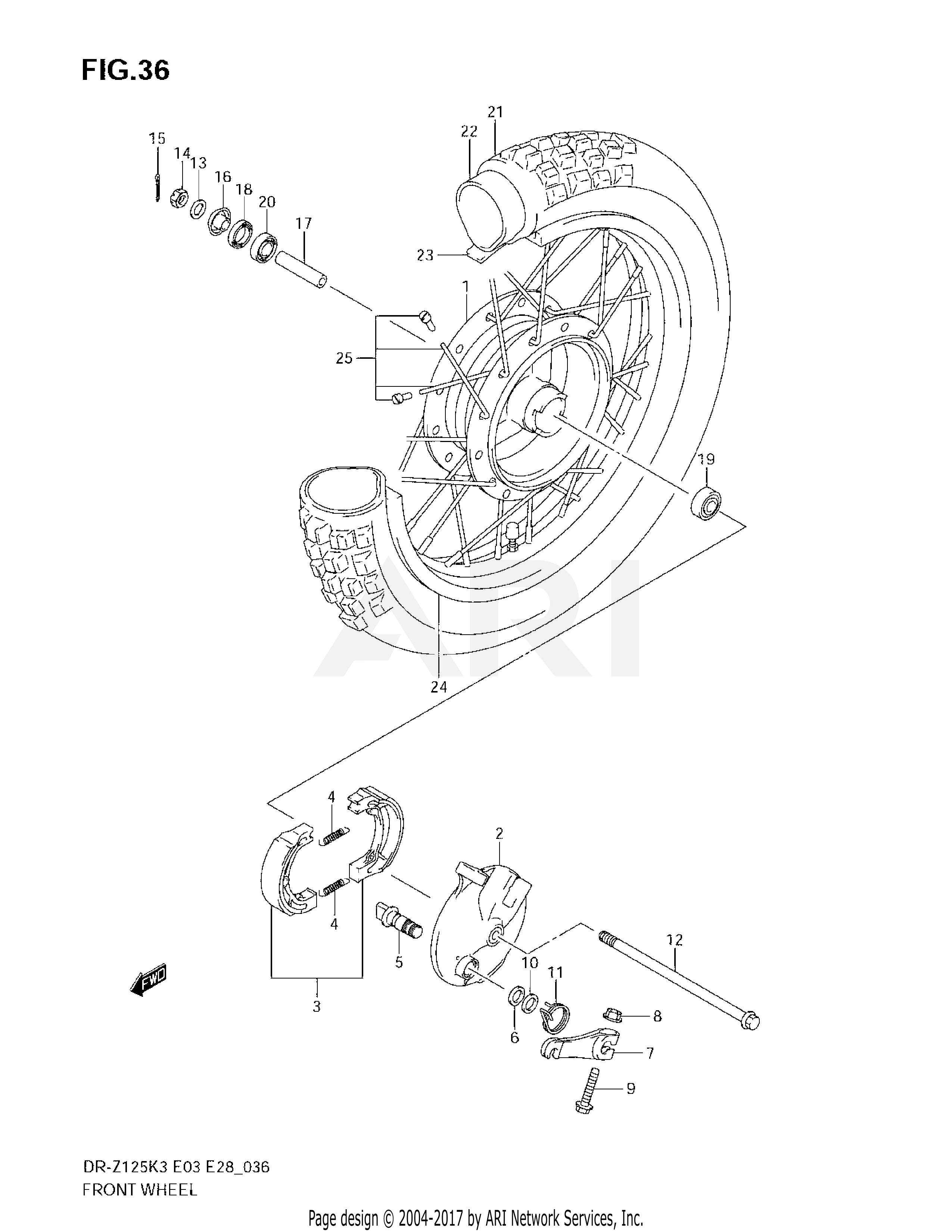 FRONT WHEEL (DR-Z125K3/K4/K5/K6/K7)