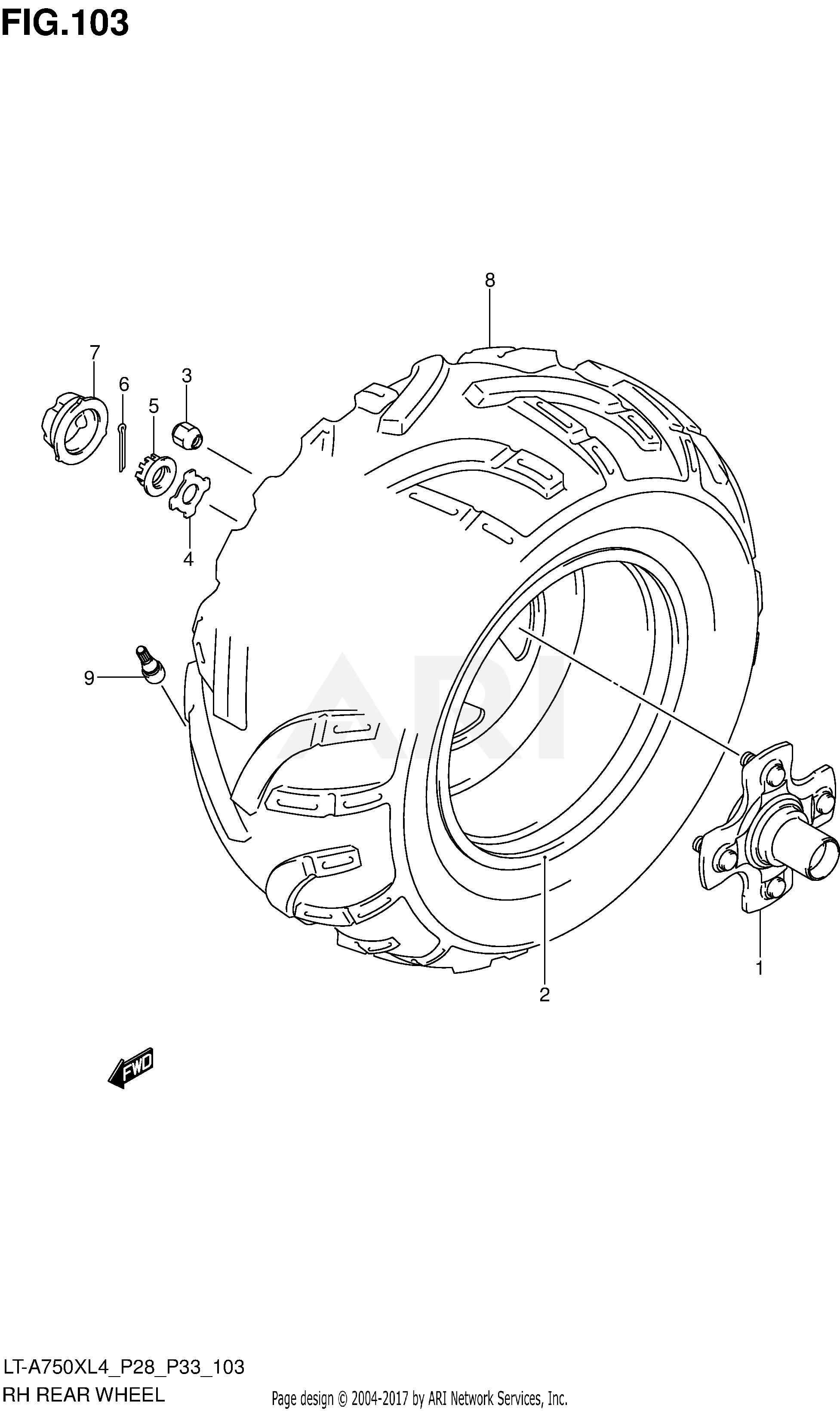 RH REAR WHEEL (LT-A750XZL4 P33)