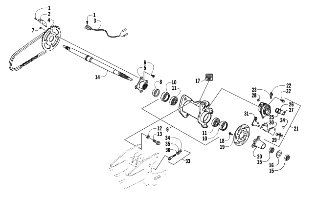 REAR AXLE AND BRAKE ASSEMBLY