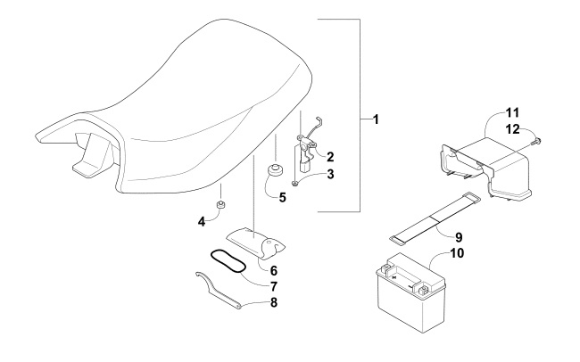 SEAT, BATTERY, AND TOOL KIT ASSEMBLIES