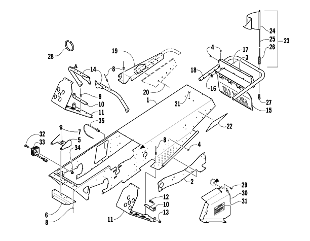 CHASSIS, FOOTREST, AND REAR BUMPER ASSEMBLY