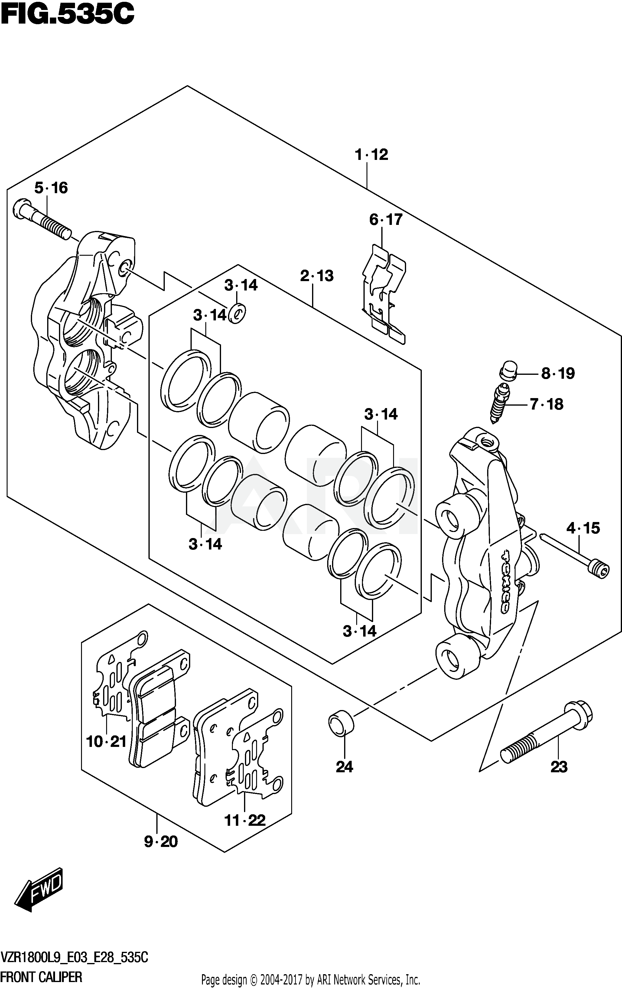 FRONT CALIPER (VZR1800BZL9 E28)