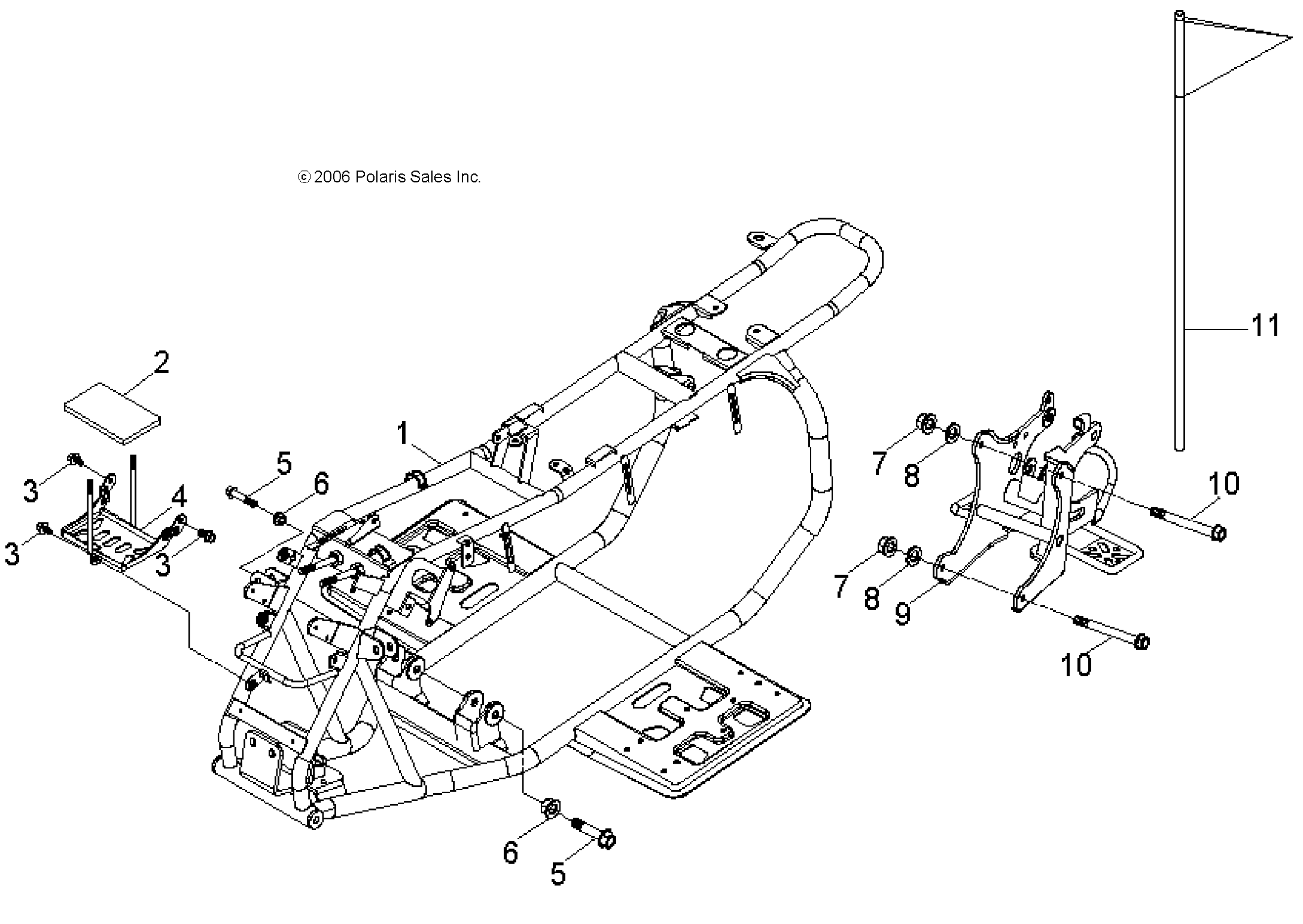 CHASSIS, FRAME and SWING ARM - A11KA05AB/AD (49ATVFRAME07PRED50)