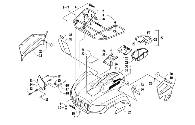 FRONT RACK, BODY PANEL, AND HEADLIGHT ASSEMBLIES