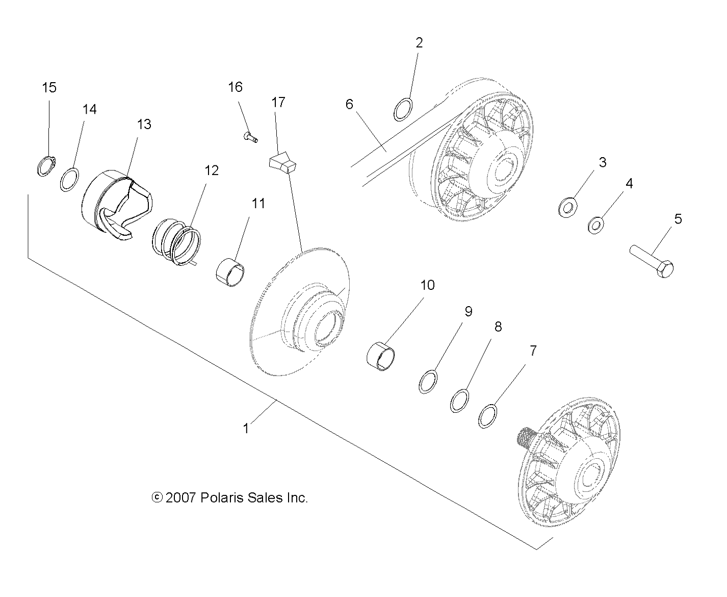 DRIVE TRAIN, SECONDARY CLUTCH - A09BG50AA (49ATVCLUTCHDRIVEN08SCRAM)