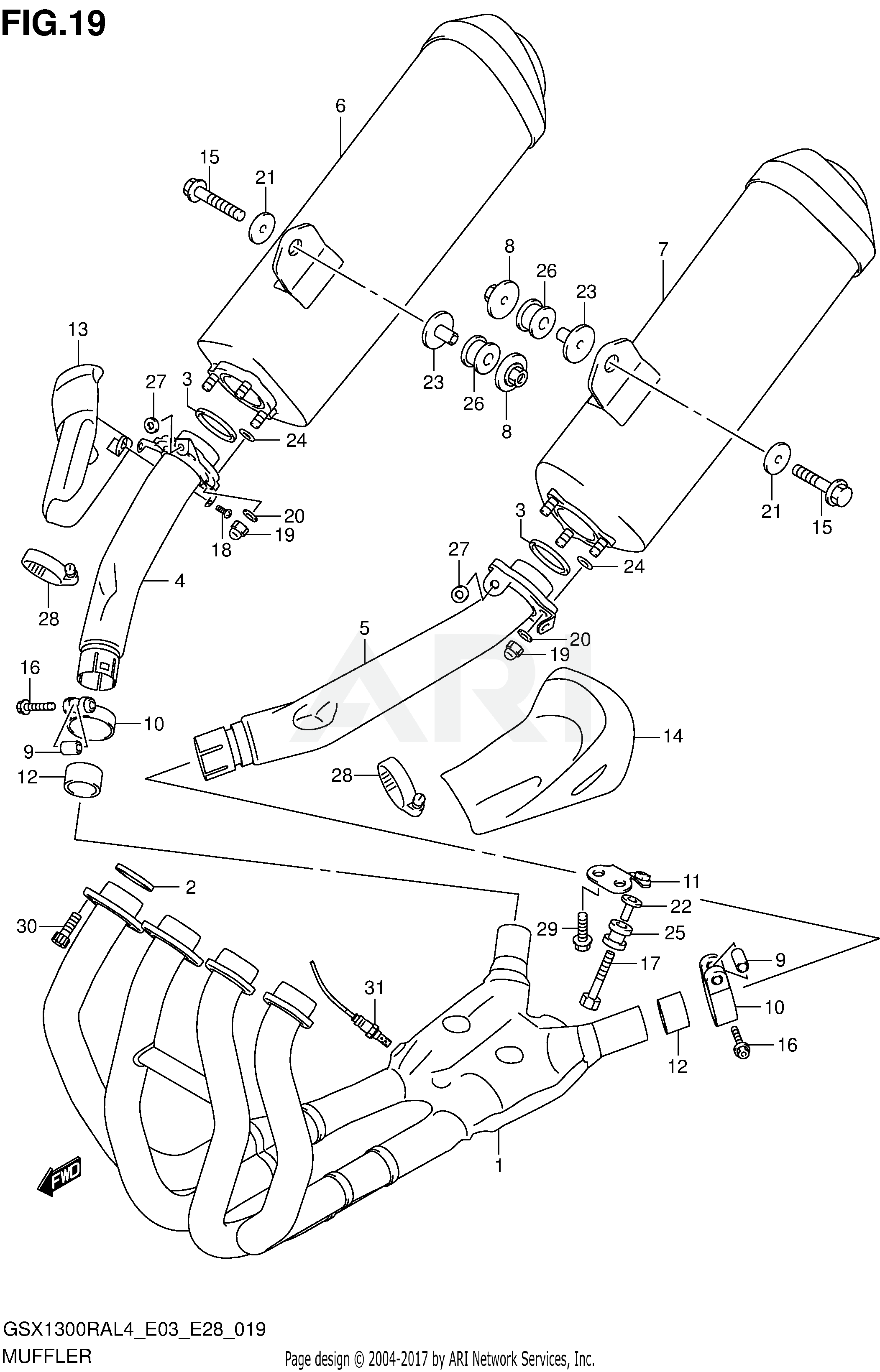 MUFFLER (GSX1300RAL4 E28)