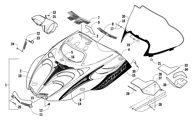 HOOD AND WINDSHIELD ASSEMBLY