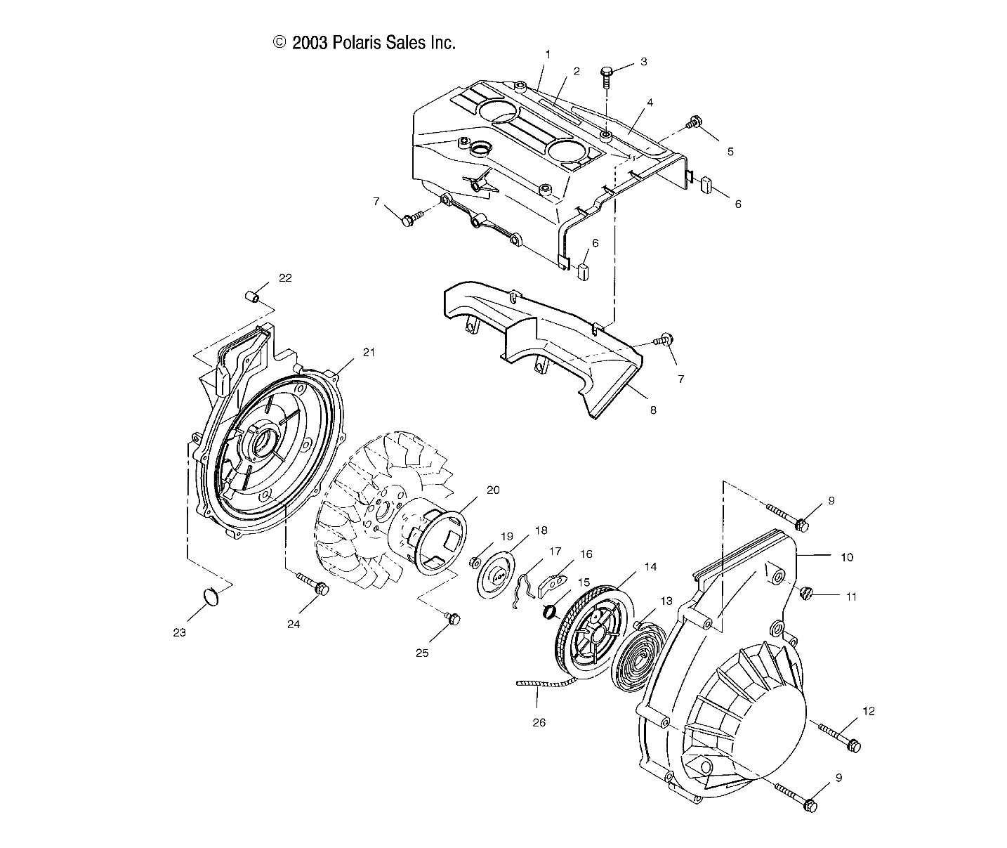 BLOWER HOUSING and RECOIL STARTER - S04ND5BS (4988358835C08)