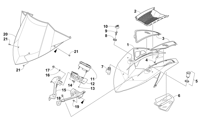 WINDSHIELD AND INSTRUMENTS ASSEMBLIES