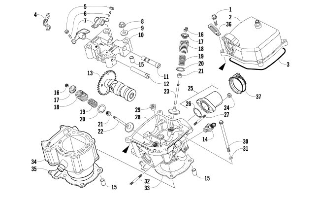 CYLINDER HEAD AND CAMSHAFT/VALVE ASSEMBLY