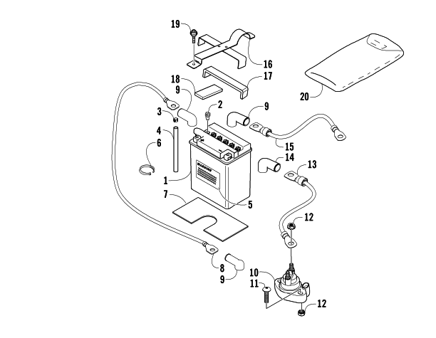 BATTERY AND SOLENOID ASSEMBLY