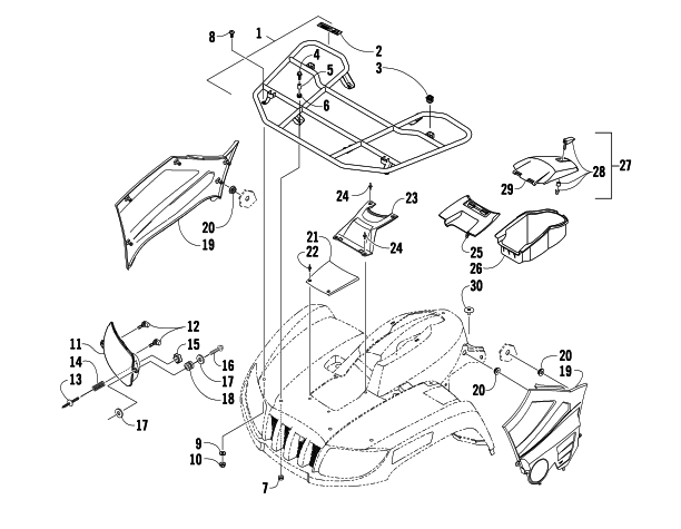 FRONT RACK AND HEADLIGHT ASSEMBLIES