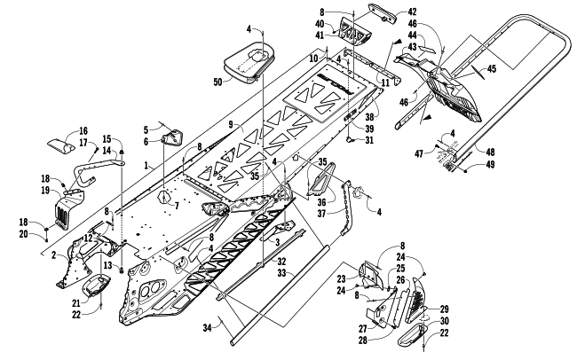 TUNNEL, REAR BUMPER, AND SNOWFLAP ASSEMBLY