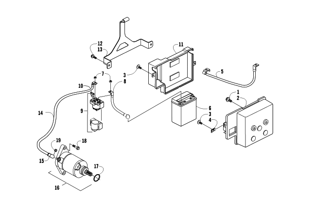 BATTERY AND STARTER ASSEMBLY