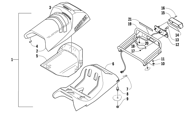 SEAT, RACK, AND TAILLIGHT ASSEMBLY