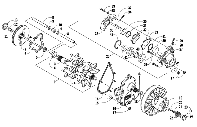 DRIVE TRAIN SHAFTS AND BRAKE ASSEMBLIES