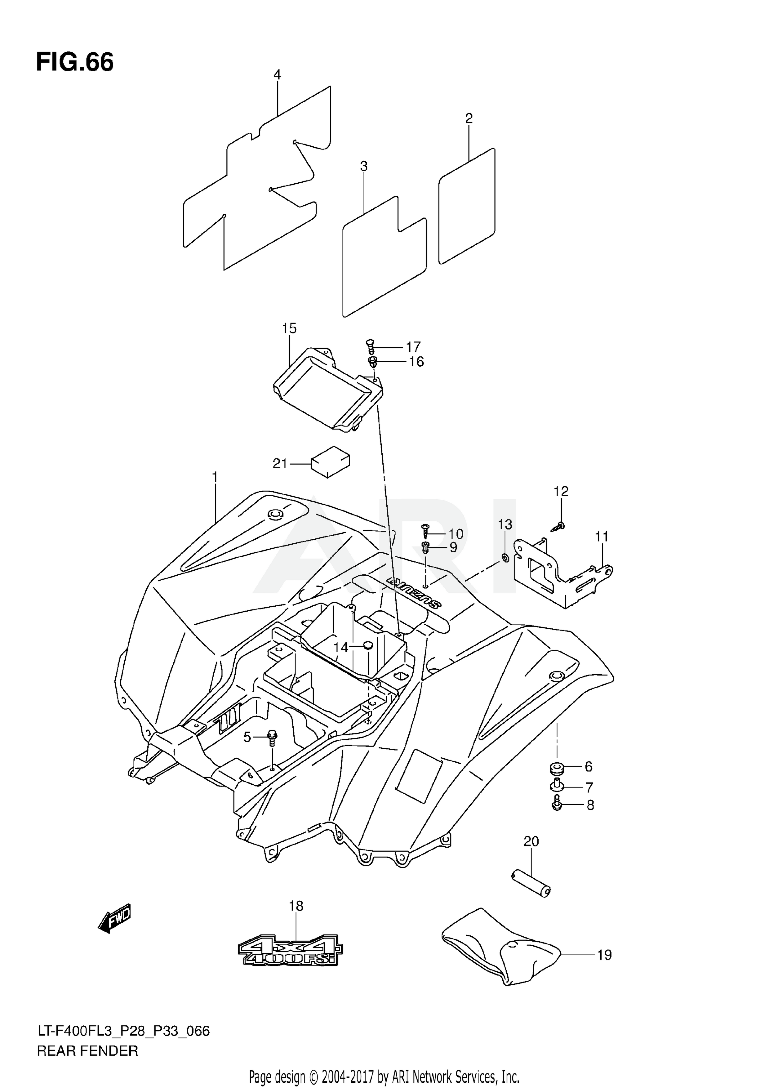 REAR FENDER (LT-F400FL3 P28)