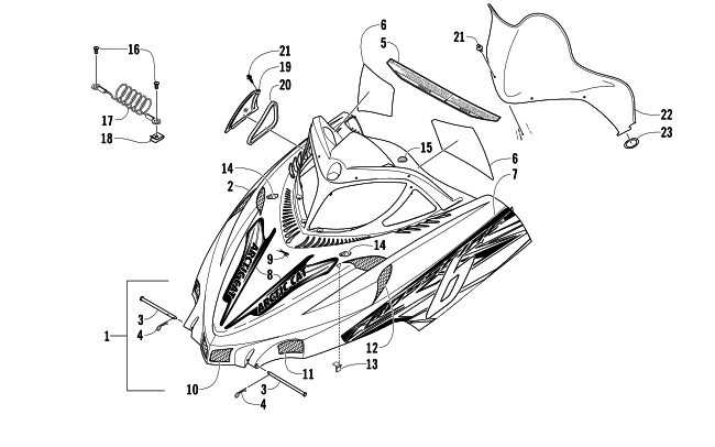 HOOD AND WINDSHIELD ASSEMBLY