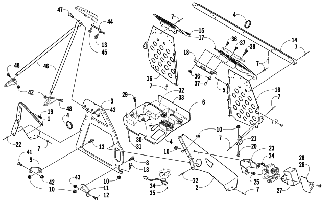 FOOTREST AND STEERING SUPPORT ASSEMBLY