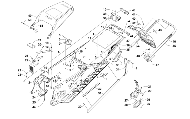 TUNNEL, REAR BUMPER, AND SNOWFLAP ASSEMBLY