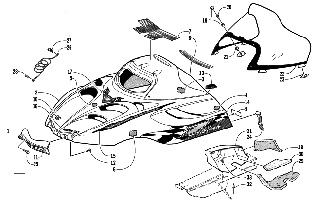 HOOD AND WINDSHIELD ASSEMBLY