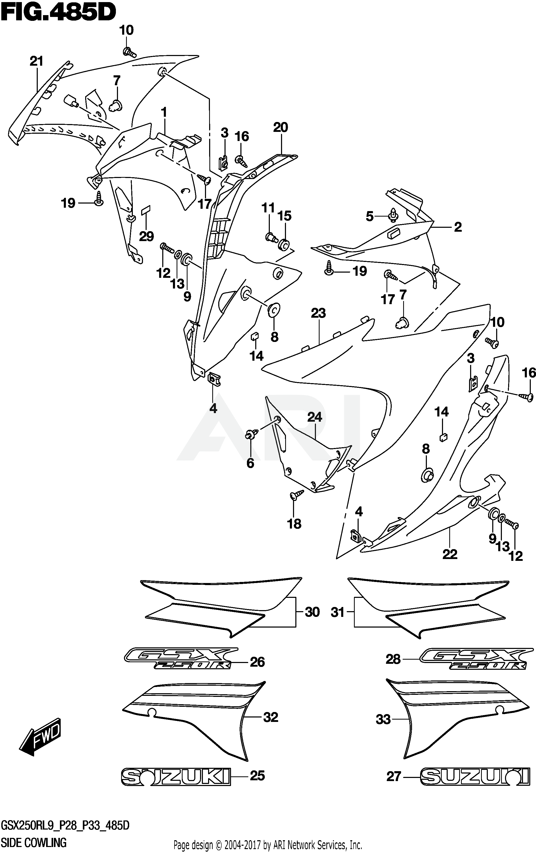 SIDE COWLING (GSX250RL9 P33) (FOR 4CX,AY4,BEE)