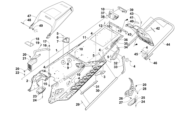 TUNNEL, REAR BUMPER, AND SNOWFLAP ASSEMBLY