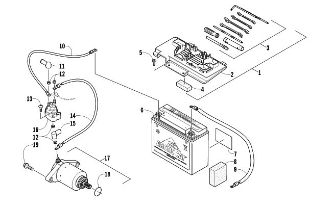 BATTERY AND STARTER ASSEMBLY