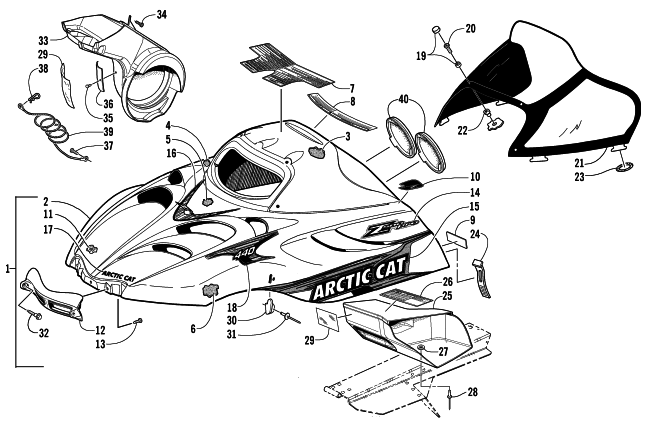 HOOD AND WINDSHIELD ASSEMBLY