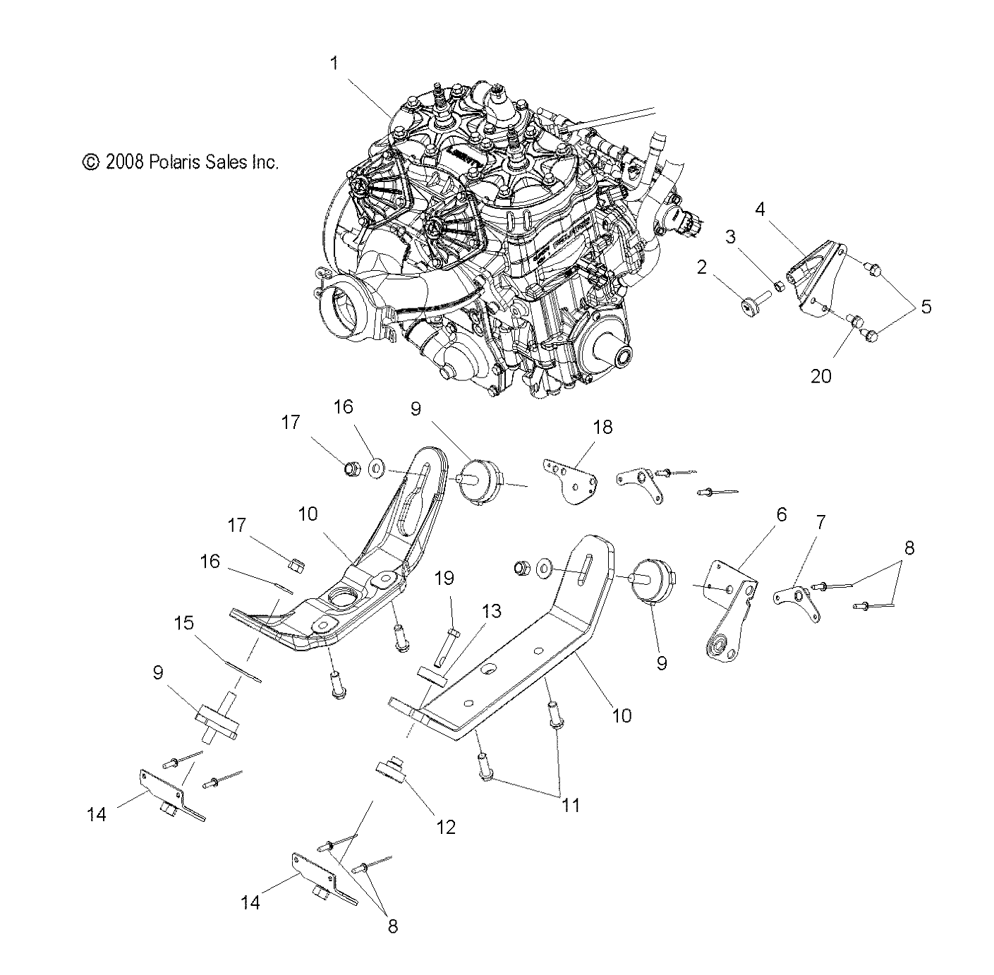 ENGINE, MOUNTING - S09PB8ES/ESL (49SNOWENGINEMOUNT09ASLT)