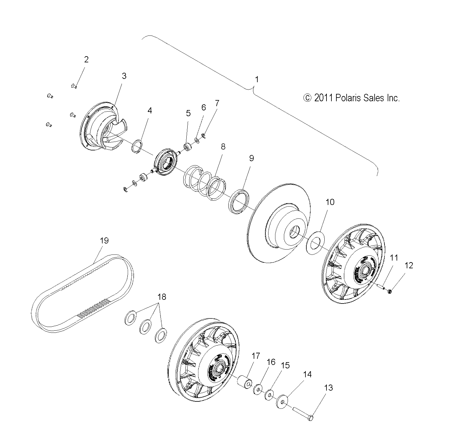 DRIVE TRAIN, CLUTCH, SECONDARY - S14CM8GSA/GSL/GEA (49SNOWDRIVENCLUTCH1322948)