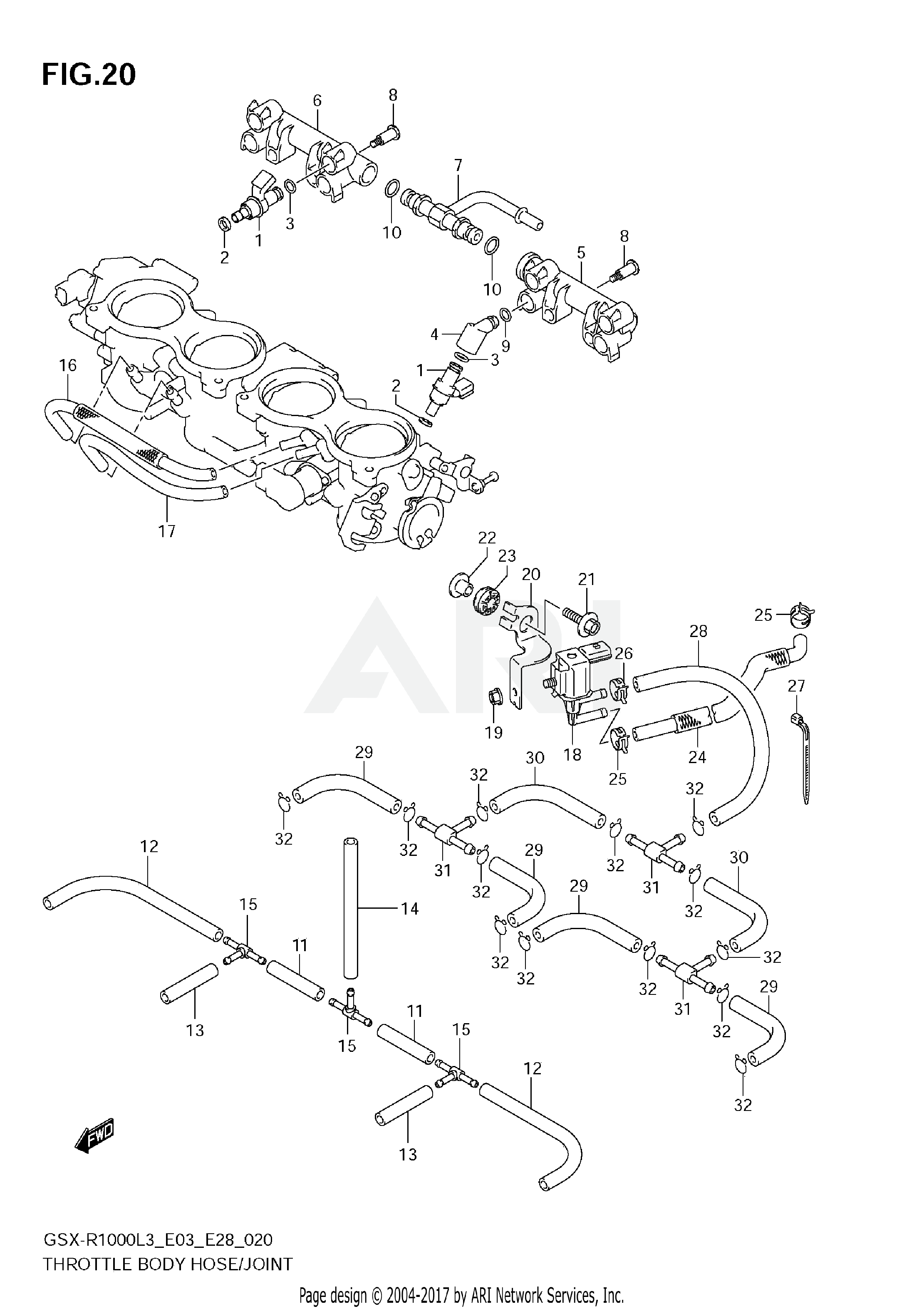 THROTTLE BODY HOSE/JOINT (GSX-R1000L3 E33)