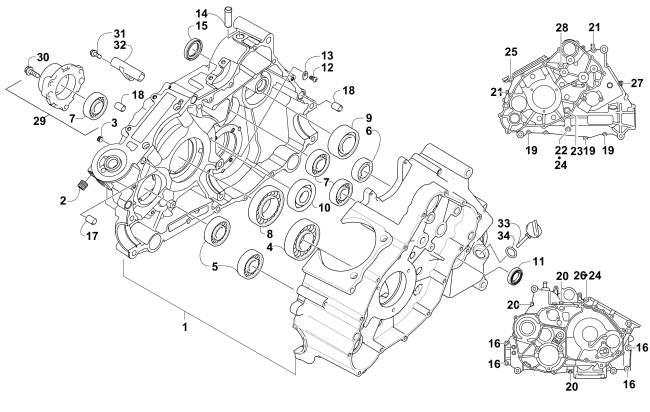 CRANKCASE ASSEMBLY (ENGINE SERIAL NO. Up to 0700A60445999)