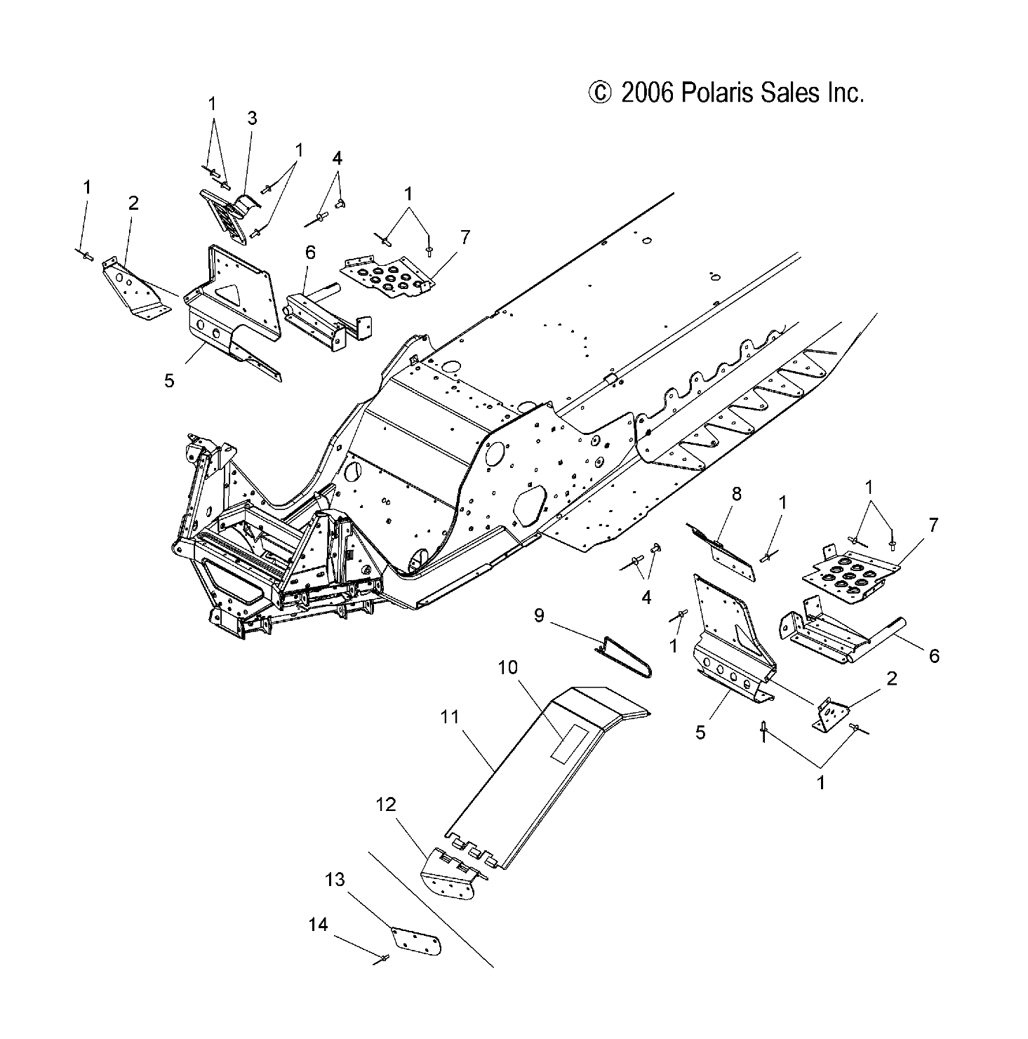 CHASSIS, FOOTREST and CLUTCH GUARD - S09MX6JS/JE (49SNOWCHASSIS07440IQ)