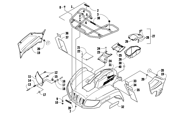 FRONT RACK, BODY PANEL, AND HEADLIGHT ASSEMBLIES