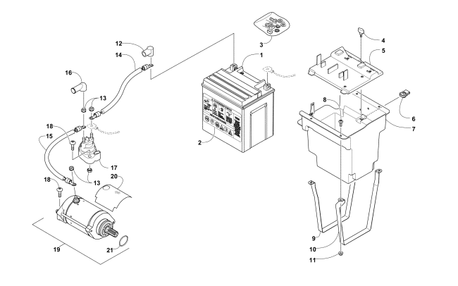 BATTERY AND STARTER MOTOR ASSEMBLY