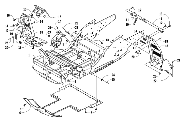 FRONT FRAME AND FOOTREST ASSEMBLY