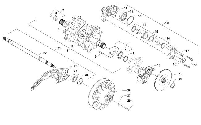 DRIVE TRAIN SHAFTS AND BRAKE ASSEMBLIES