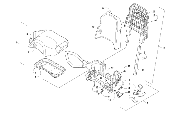 PASSENGER SEAT AND BACKREST ASSEMBLY