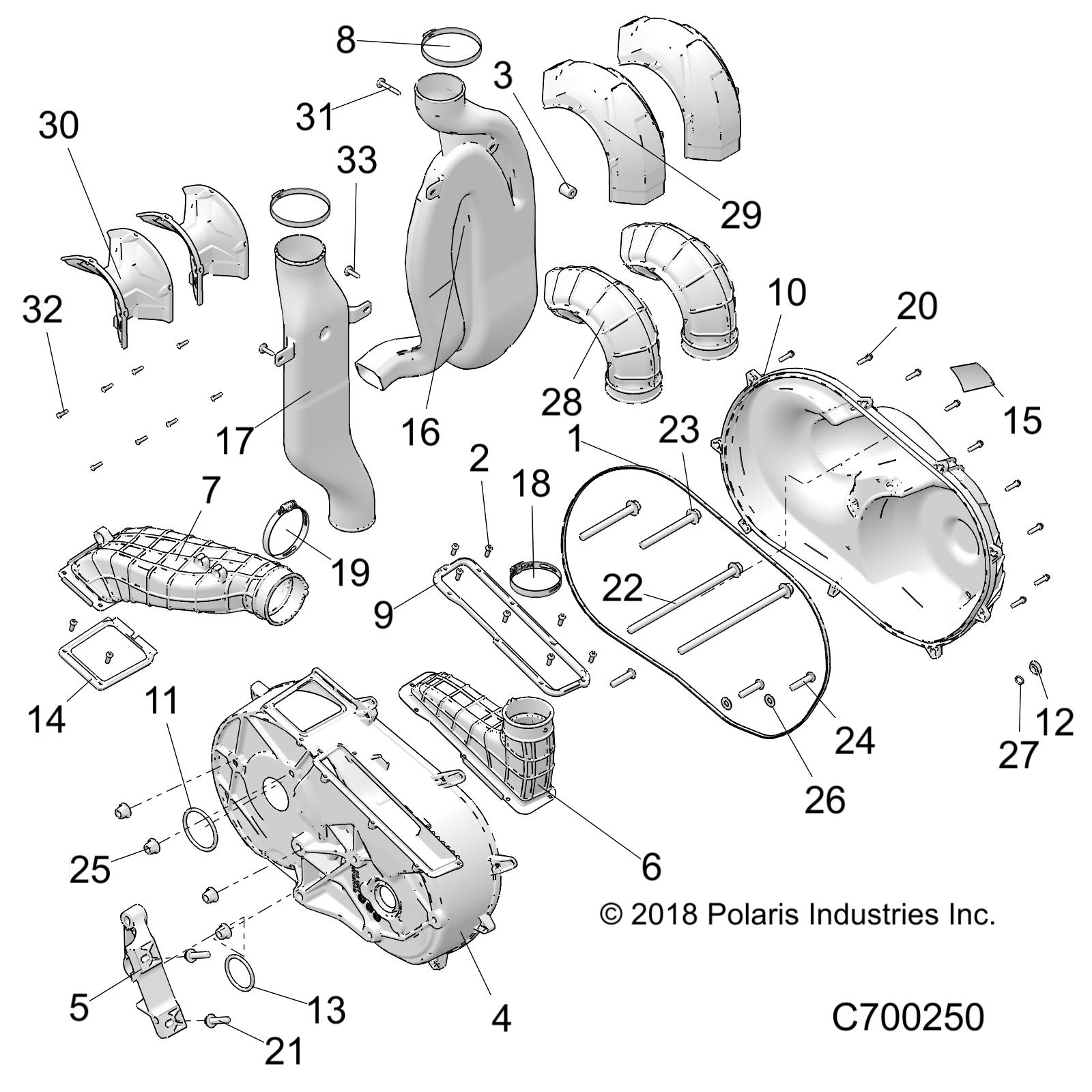 DRIVE TRAIN, CLUTCH COVER AND DUCTING - R19RRB99A9 (C700250)