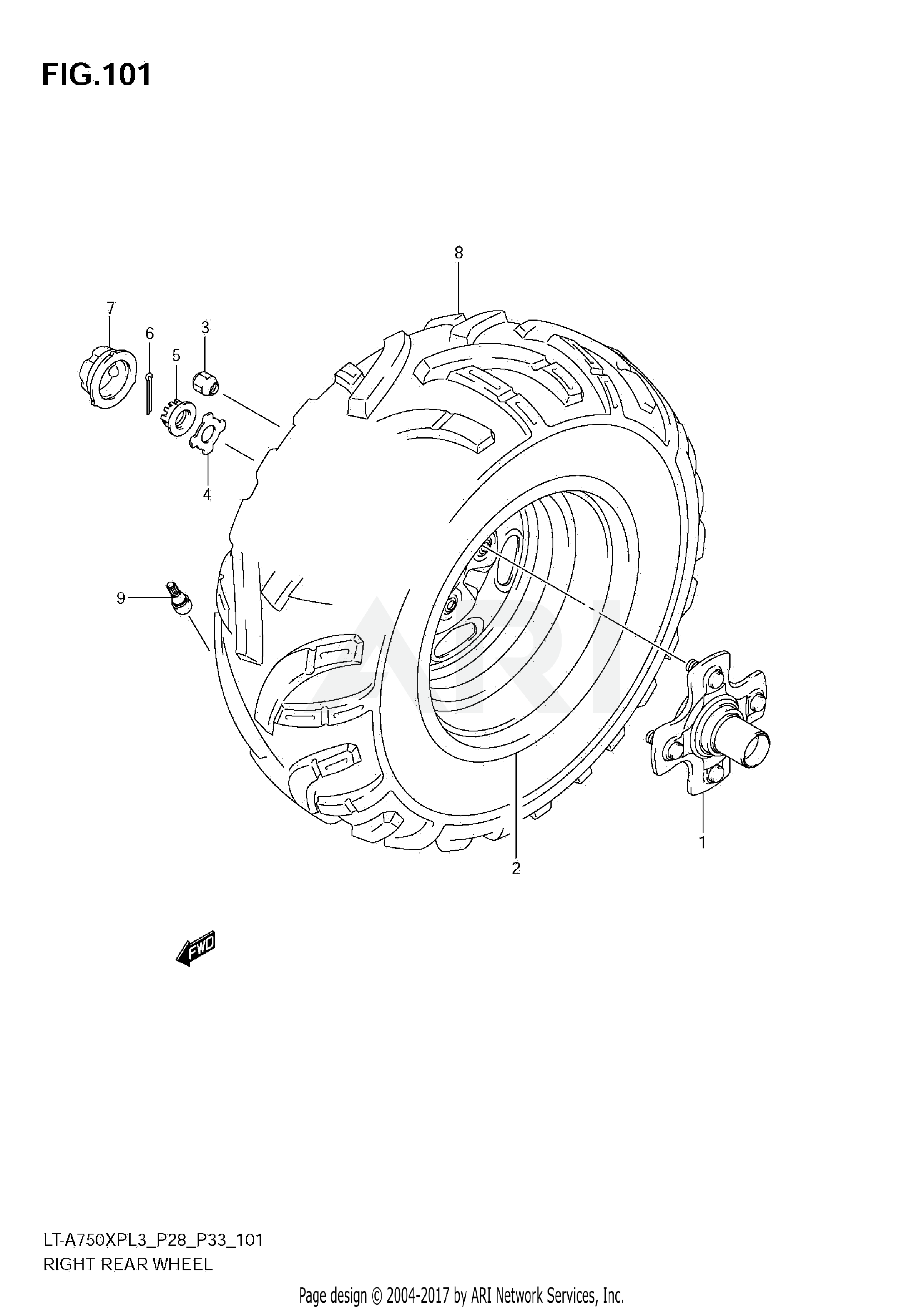 RIGHT REAR WHEEL (LT-A750XPZL3 P28)