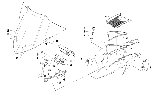 WINDSHIELD AND INSTRUMENTS ASSEMBLIES