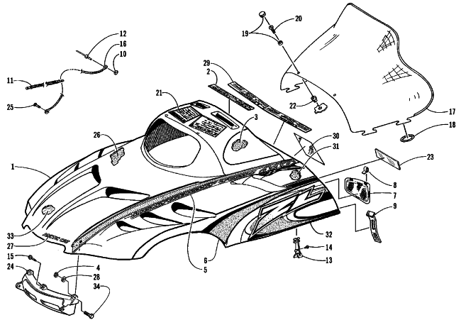 HOOD AND WINDSHIELD ASSEMBLY