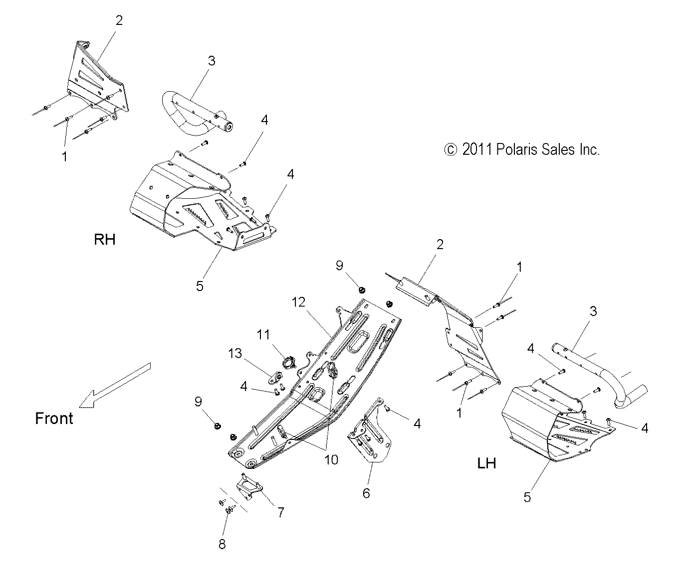 CHASSIS, CLUTCH GUARD and FOOTRESTS - S12BA6NSL (49SNOWCLUTCHGUARD12800SB)