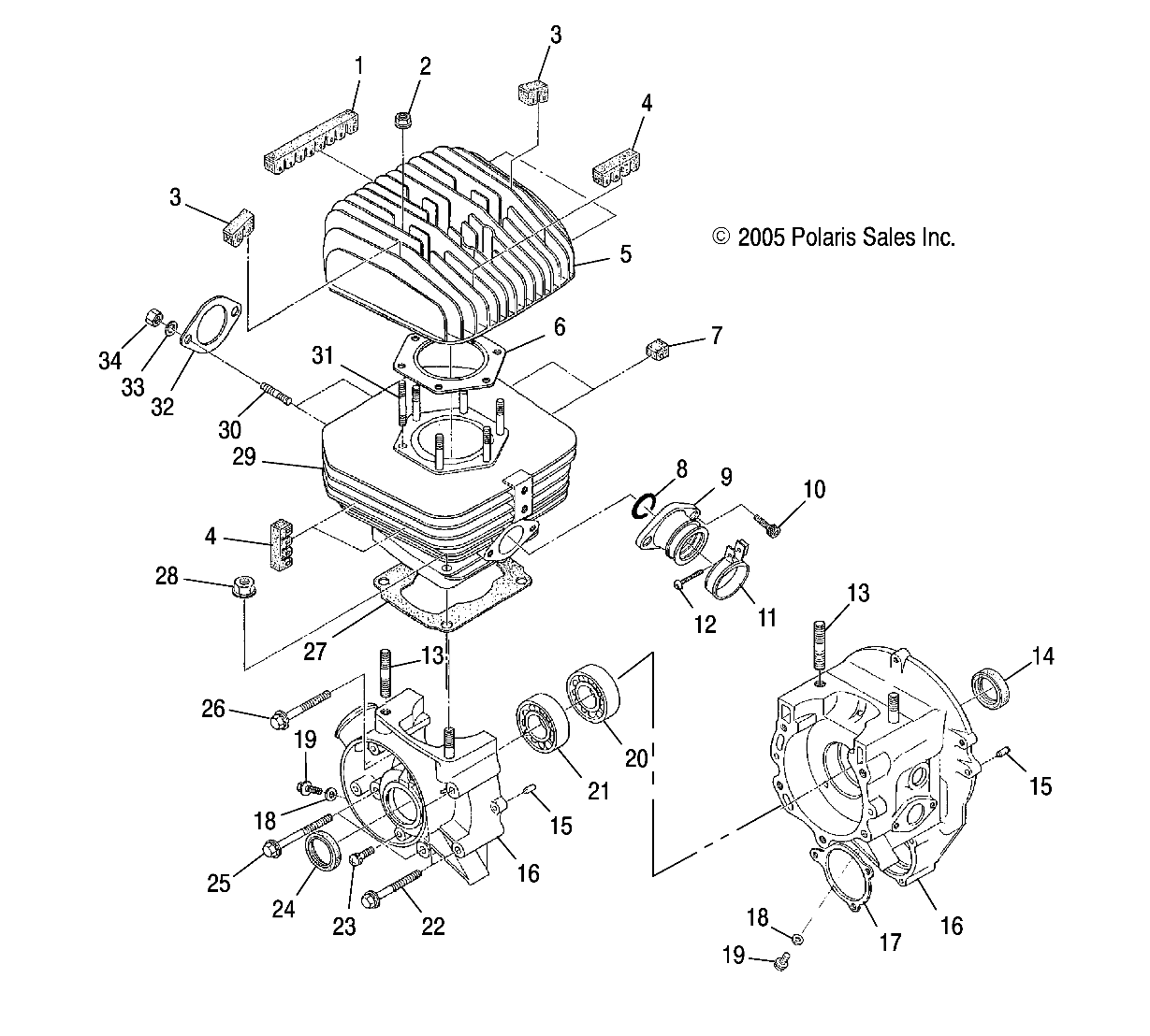 CRANKCASE and CYLINDER - A03BA25CA/CB (4999201499920149C05)