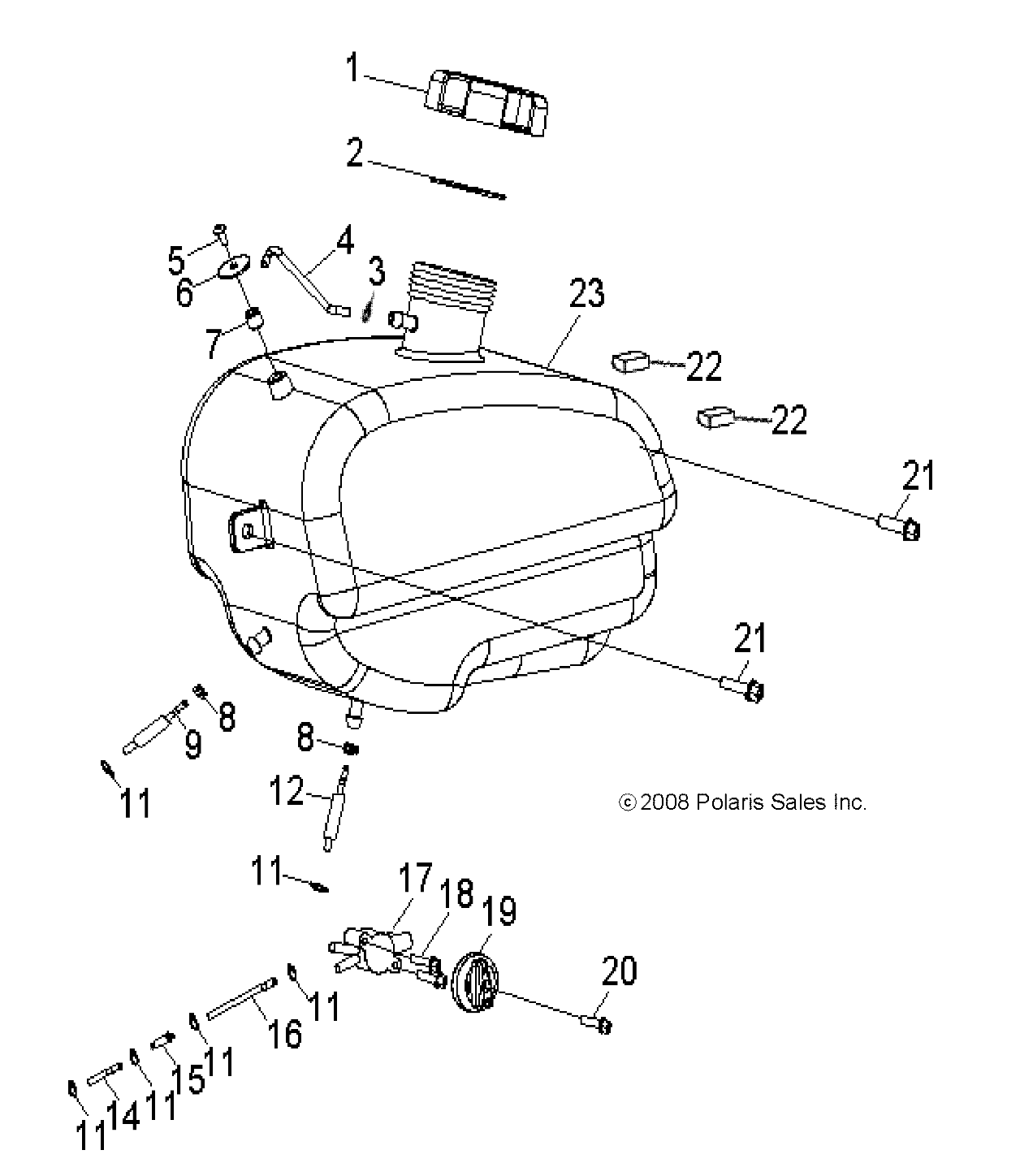 BODY, FUEL TANK and HOSES - A11FA09AA (49ATVFUEL09SP90)