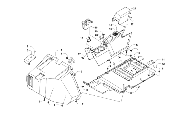 FRONT CONSOLE AND FLOOR PANEL ASSEMBLY