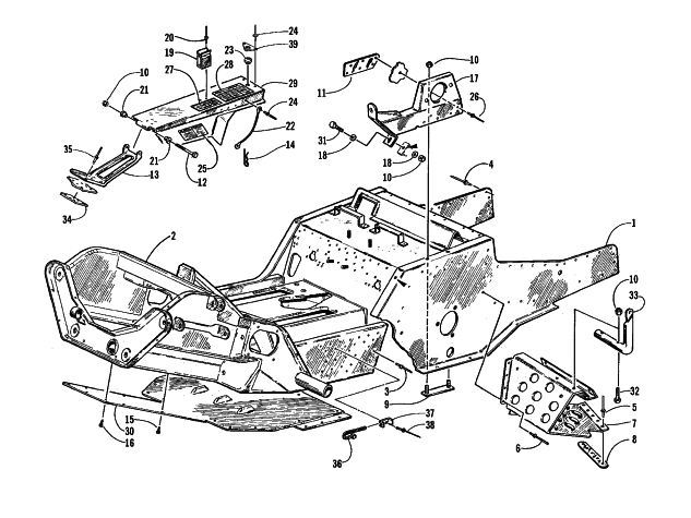 FRONT FRAME, FOOTREST, AND GUARD ASSEMBLY